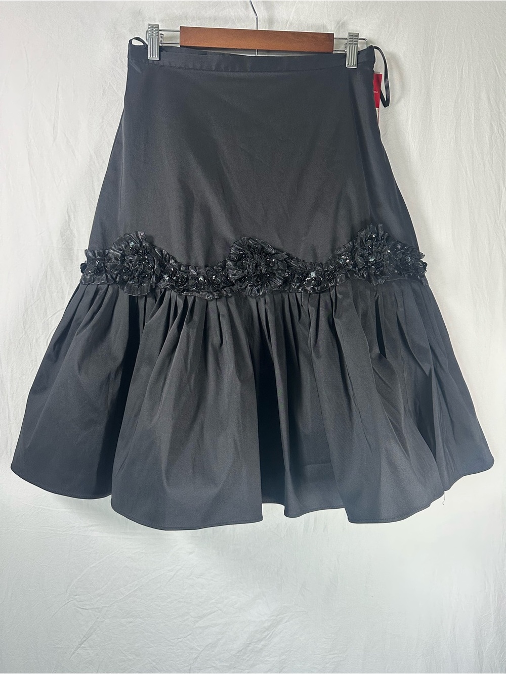 Donna Ricco Black Bubble Hem Skirt Dress with Sequined Waist Accent - NWT